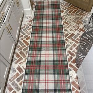 RUGGABLE Plaid Kitchen Runner Rug - Red, Green, and White